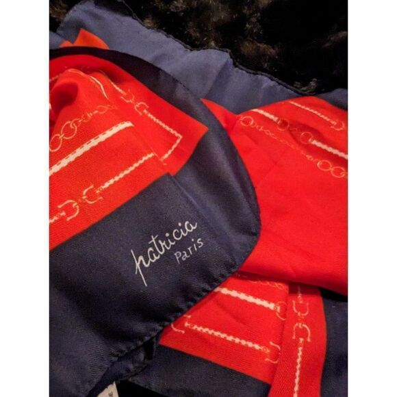 Patricia Paris Accessories - Vintage Patricia Paris Scarf Red, Blue Navy Scarf Beautiful